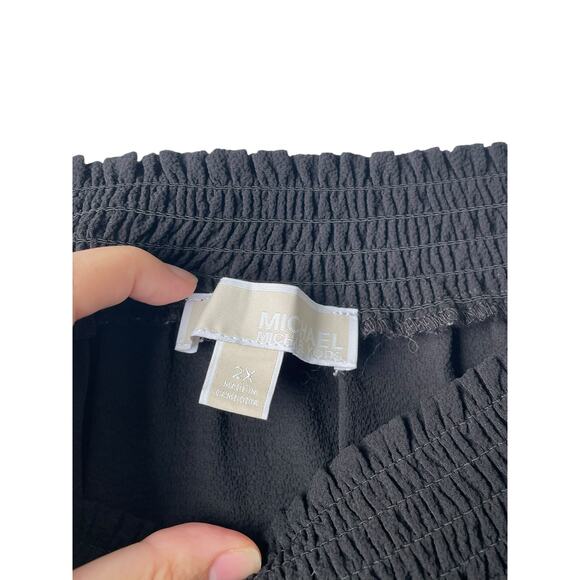 Michael Kors Top Blouse Sz 2X Off the Shoulder Neckline Long Sleeve Flowy Black - Picture 3 of 6